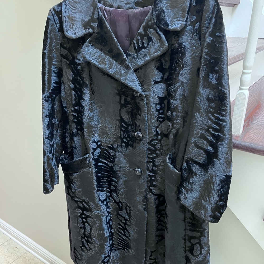 Women’s Black vintage Broadtale Lou Nirenberg coat sz 16 - Picture 9 of 9